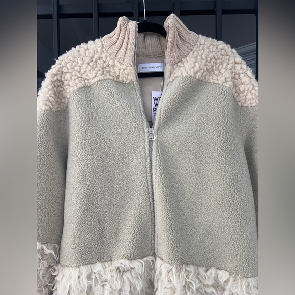 SOLD. Something Navy Faux Sherling Coat - Picture 6 of 10